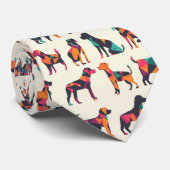 Geometrische hond silhouetten ontwerp stropdas (Opgerold)