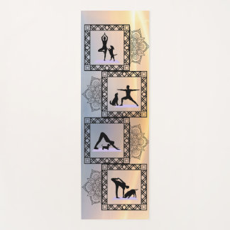 Geometrische honden silhouet yogamat met mandala-k