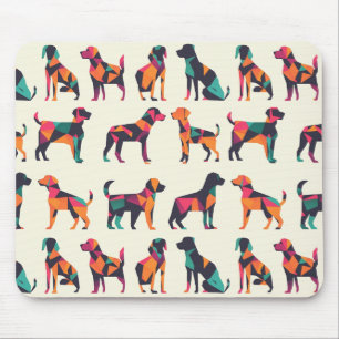 Geometrische honden silhouetten ontwerp muismat