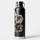 Geometrische Honeycomb | 7 Foto-collage en -monogr Waterfles (Achterkant)