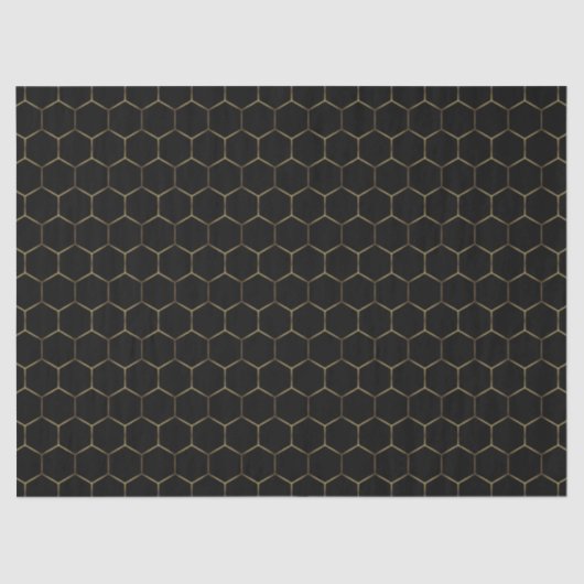 Geometrische Honeycomb Patroon voor zwarte en goud Tissuepapier (Voorkant)