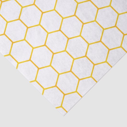 Geometrische honingraatpatroon van witte en goudkl tissuepapier (Detail)