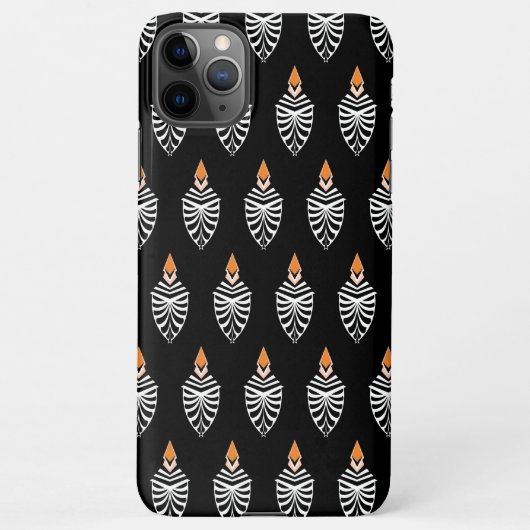 Geometrische Hoopoe Bird Pattern op Black iPhone Hoesje (Achterkant)