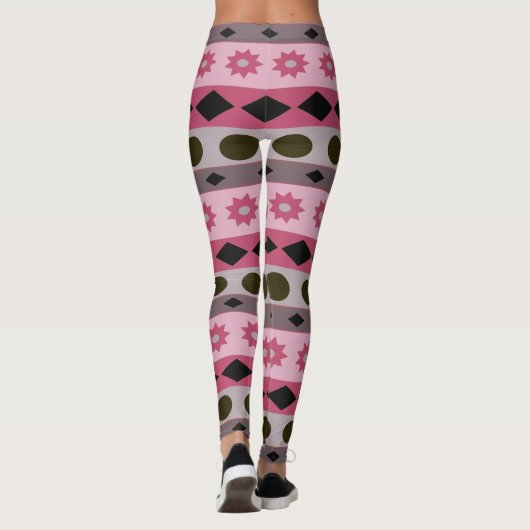 Geometrische horizontale strepen en symbolen leggings (Achterkant)