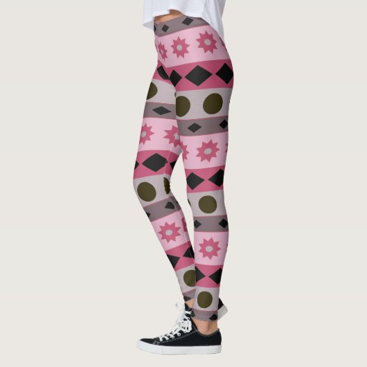 Geometrische horizontale strepen en symbolen leggings (Links)