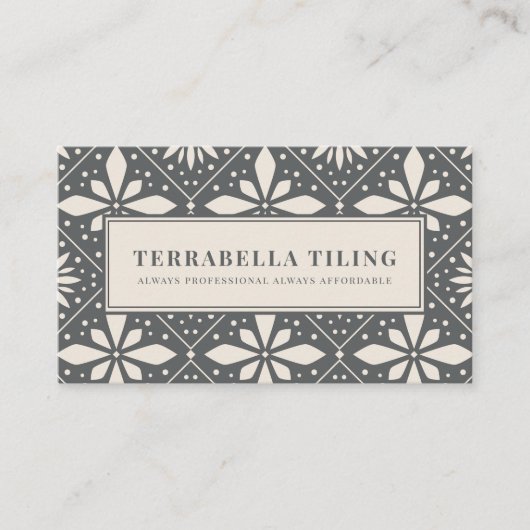 Geometrische houtskool Gray Black White Tiling Visitekaartje (Voorkant)