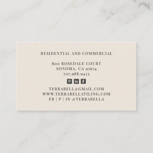 Geometrische houtskool Gray Cream Tiling Busines Visitekaartje (Achterkant)