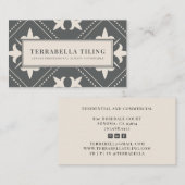 Geometrische houtskool Gray Cream Tiling Busines Visitekaartje (Voorkant / Achterkant)