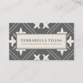 Geometrische houtskool Gray Cream Tiling Busines Visitekaartje (Voorkant)