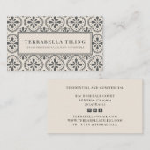 Geometrische houtskool Gray Cream Tiling Busines Visitekaartje (Voorkant / Achterkant)