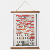 Geometrische huizen hangend wandkleed (Voorkant)