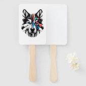 Geometrische Husky Gezicht Modern Kunst Design Handwaaier (Voorkant en achterkant)