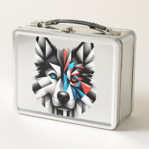 Geometrische Husky Gezicht Modern Kunstontwerp