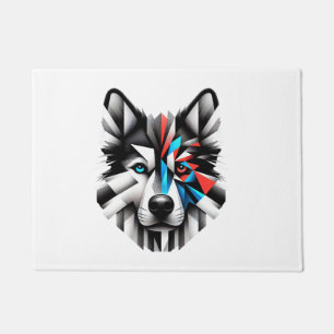 Geometrische Husky Gezicht Modern Kunstontwerp Deurmat