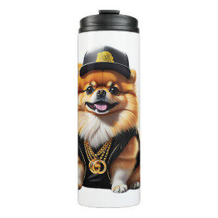 Geometrische Husky Gezicht Modern Kunstontwerp Thermosbeker