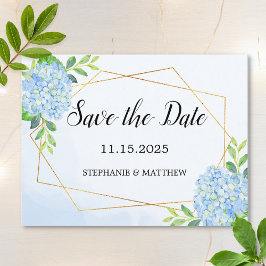 Geometrische hydrangea Floral Wedding Save the Dat Aankondigingskaart