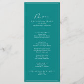 Geometrische Idyllische Blauwgroen kalligrafie Menu (Voorkant)