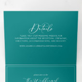 Geometrische Idyllische Calligrafie Blauwgroen huw Drieluik Uitnodiging (Binnenzijde eerst)