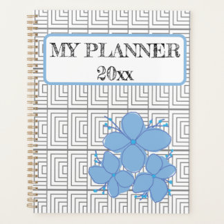 Geometrische Illusie Blauwe Bloemplanner Planner