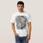 Geometrische illusie zwart-wit Abstract T-shirt (Voorkant volledig)