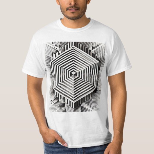 Geometrische illusie zwart-wit Abstract T-shirt (Voorkant)
