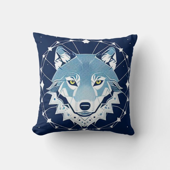 Geometrische illustratie van een wolf kussen (Voorkant)