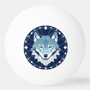 Geometrische illustratie van een wolf pingpongbal