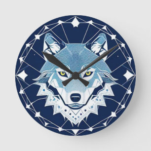 Geometrische illustratie van een wolf ronde klok
