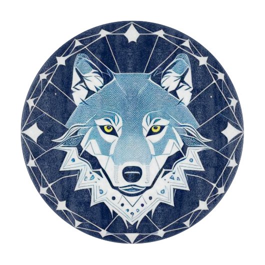 Geometrische illustratie van een wolf snijplank (Voorkant)