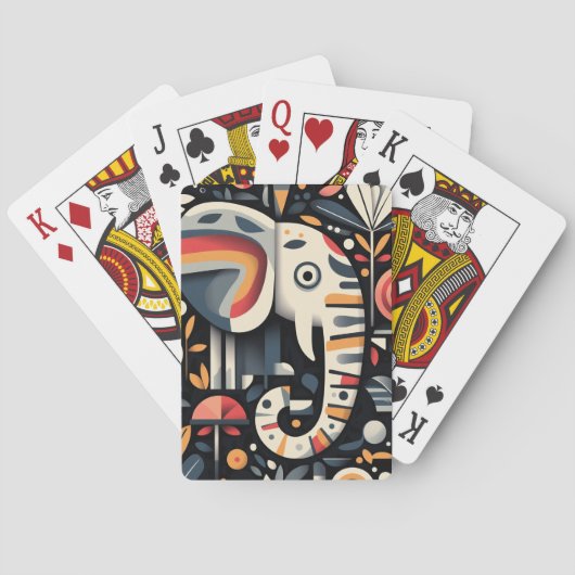 Geometrische illustratie van olifanten pokerkaarten (Achterkant)