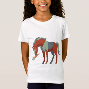 Geometrische illustratie van paard dat een wortel  t-shirt