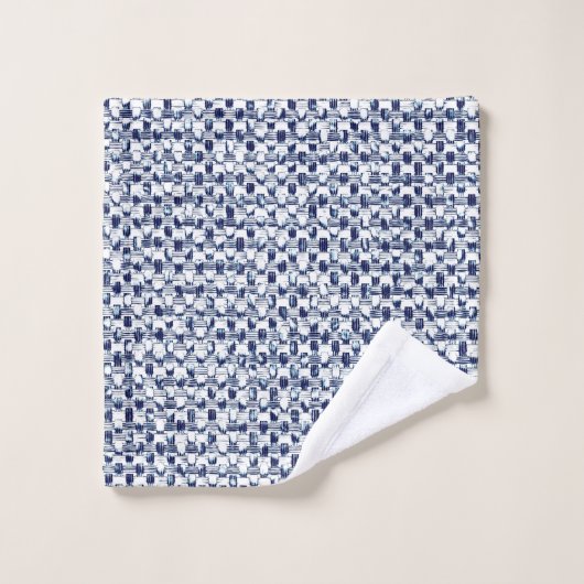 Geometrische imtajime Shibori Blue Check Textile K Bad Handdoek (Wasdoekje)