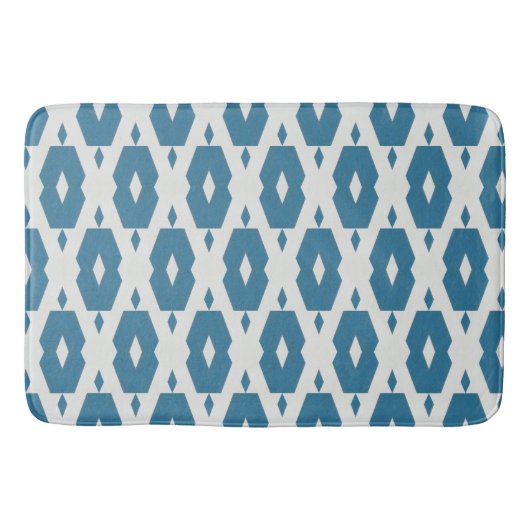 Geometrische Indigo Diamond Bath Mat Large (Voorkant)