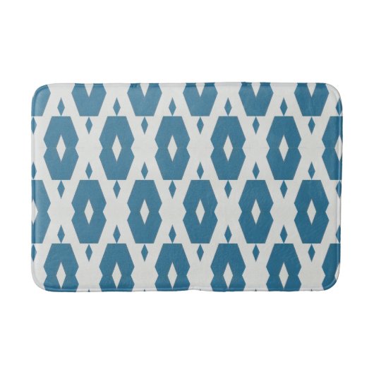 Geometrische Indigo Diamond Bath Mat Medium (Voorkant)