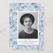 Geometrische indigoblauwWaterverf GraduPartij Kaart (Voorkant / Achterkant)