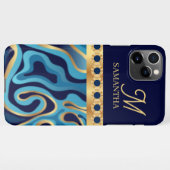 Geometrische iPhone voor marmer, goud en blauwe ma iPhone Hoesje (Achterkant horizontaal)