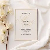 Geometrische ivoor gouden monogram initialen bruil kaart