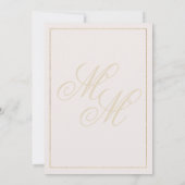 Geometrische ivoor gouden monogram initialen bruil kaart (Achterkant)