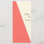 Geometrische ivoren koraalbruiloft menu (Achterkant)