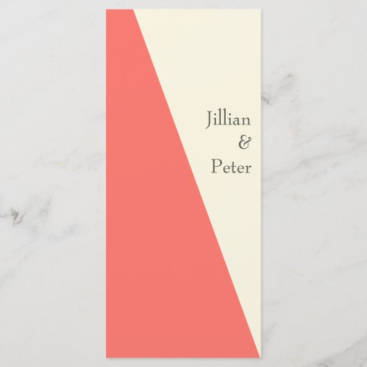 Geometrische ivoren koraalbruiloft menu (Achterkant)