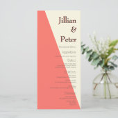 Geometrische ivoren koraalbruiloft menu (Staand voorkant)