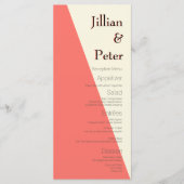 Geometrische ivoren koraalbruiloft menu (Voorkant)