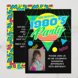 Geometrische jaren 80 80s 50ste verjaardagsfeestje kaart
