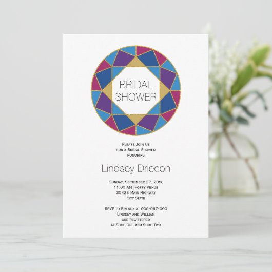 Geometrische juwelen tonen modern bruiloft vrijgez kaart (Staand voorkant)