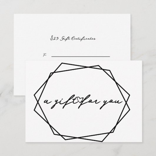 Geometrische Kaart van het Gift Certificate (Voorkant / Achterkant)