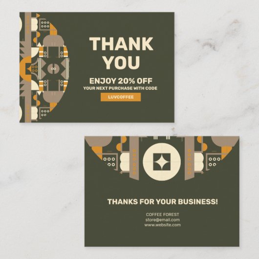 Geometrische kaarten met moderne retro Earth Tone Notitiekaartje (Voorkant / Achterkant)