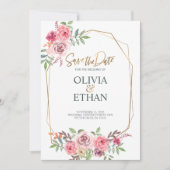 Geometrische kader bloemige trouw uitnodiging temp (Voorkant)