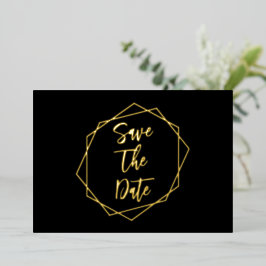 Geometrische kader trouwkaart Save The Date Folie Uitnodiging
