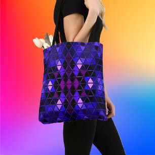Geometrische Kaleidoscoop Blauw Paars en Roze Tote Bag