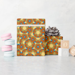 Geometrische Kaleidoscopische Mandala geel en Oran Cadeaupapier